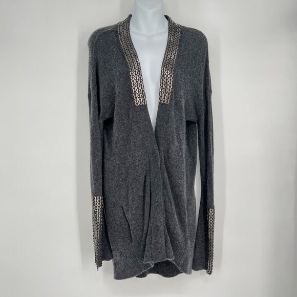 Duffy Cashmere Blend Longline‎ Metal Ring Accent Cardigan Size M - Picture 1 of 10